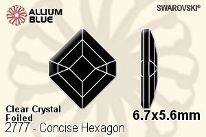 スワロフスキー Concise Hexagon ラインストーン (2777) 6.7x5.6mm - クリスタル 裏面プラチナフォイル