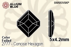 スワロフスキー Concise Hexagon ラインストーン (2777) 5x4.2mm - カラー 裏面プラチナフォイル