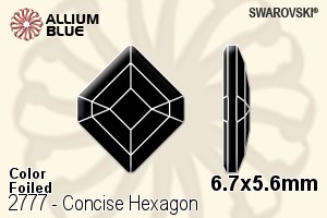 スワロフスキー Concise Hexagon ラインストーン (2777) 6.7x5.6mm - カラー 裏面プラチナフォイル