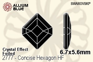 スワロフスキー Concise Hexagon ラインストーン ホットフィックス (2777) 6.7x5.6mm - クリスタル エフェクト 裏面アルミニウムフォイル