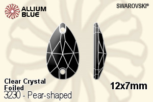 スワロフスキー Pear-shaped ソーオンストーン (3230) 12x7mm - クリスタル 裏面プラチナフォイル