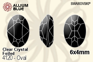 スワロフスキー Oval ファンシーストーン (4120) 6x4mm - クリスタル 裏面プラチナフォイル