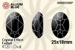 スワロフスキー Oval ファンシーストーン (4120) 25x18mm - クリスタル エフェクト 裏面プラチナフォイル