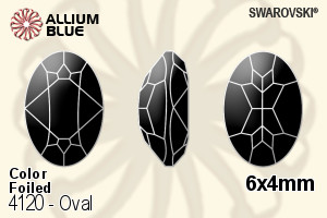 スワロフスキー Oval ファンシーストーン (4120) 6x4mm - カラー 裏面プラチナフォイル