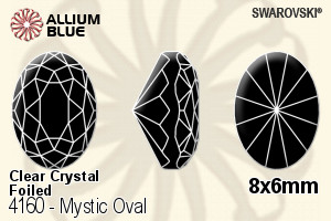 スワロフスキー Mystic Oval ファンシーストーン (4160) 8x6mm - クリスタル 裏面プラチナフォイル