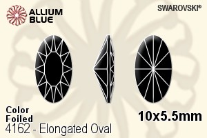 スワロフスキー Elongated Oval ファンシーストーン (4162) 10x5.5mm - カラー 裏面プラチナフォイル