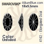 スワロフスキー Elongated Oval ファンシーストーン (4162) 18x9.5mm - カラー 裏面プラチナフォイル