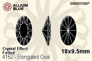 スワロフスキー Elongated Oval ファンシーストーン (4162) 18x9.5mm - クリスタル エフェクト 裏面プラチナフォイル