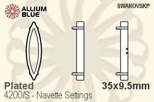 スワロフスキー Navetteファンシーストーン石座 (4200/S) 35x9.5mm - メッキ