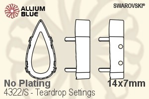 スワロフスキー Teardropファンシーストーン石座 (4322/S) 14x7mm - メッキなし