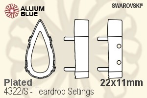 スワロフスキー Teardropファンシーストーン石座 (4322/S) 22x11mm - メッキ