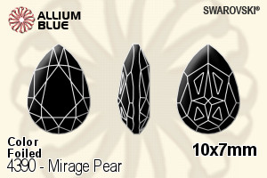 スワロフスキー Mirage Pear ファンシーストーン (4390) 10x7mm - カラー 裏面プラチナフォイル