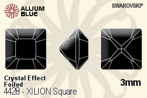 スワロフスキー XILION Square ファンシーストーン (4428) 3mm - クリスタル エフェクト 裏面プラチナフォイル