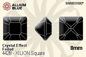 スワロフスキー XILION Square ファンシーストーン (4428) 8mm - クリスタル エフェクト 裏面プラチナフォイル