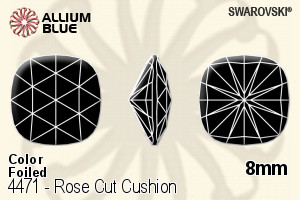 スワロフスキー Rose カット Cushion ファンシーストーン (4471) 8mm - カラー 裏面プラチナフォイル