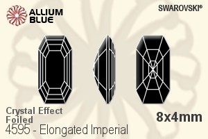 スワロフスキー Elongated Imperial ファンシーストーン (4595) 8x4mm - クリスタル エフェクト 裏面プラチナフォイル