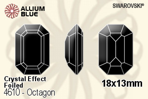 スワロフスキー Octagon ファンシーストーン (4610) 18x13mm - クリスタル エフェクト 裏面プラチナフォイル