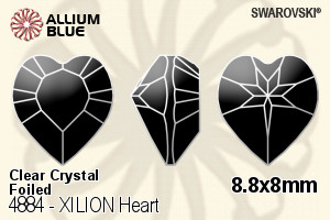 スワロフスキー XILION Heart ファンシーストーン (4884) 8.8x8mm - クリスタル 裏面プラチナフォイル