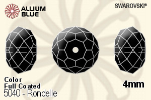 スワロフスキー Rondelle ビーズ (5040) 4mm - カラー (Full Coated)