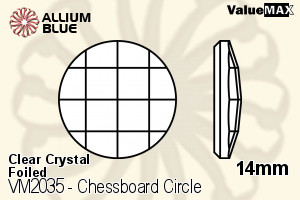 バリューマックス Chessboard Circle Flat Back (VM2035) 14mm - クリスタル 裏面フォイル