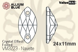 バリューマックス Navette ソーオンストーン (VM3223) 24x11mm - クリスタル エフェクト 裏面フォイル