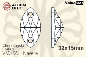 バリューマックス Navette ソーオンストーン (VM3223) 32x15mm - クリスタル 裏面フォイル