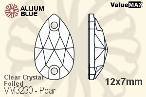 バリューマックス Pear ソーオンストーン (VM3230) 12x7mm - クリスタル 裏面フォイル