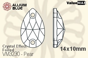 バリューマックス Pear ソーオンストーン (VM3230) 14x10mm - クリスタル エフェクト 裏面フォイル