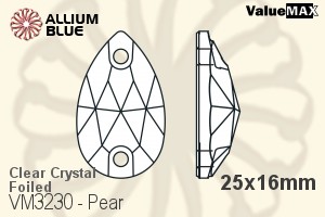 バリューマックス Pear ソーオンストーン (VM3230) 25x16mm - クリスタル 裏面フォイル