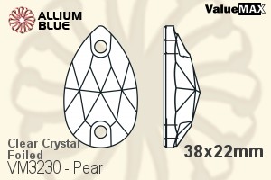 バリューマックス Pear ソーオンストーン (VM3230) 38x22mm - クリスタル 裏面フォイル