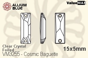 バリューマックス Cosmic Baguette ソーオンストーン (VM3255) 15x5mm - クリスタル 裏面フォイル