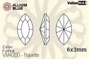 バリューマックス Navette ファンシーストーン (VM4200) 6x3mm - カラー 裏面フォイル