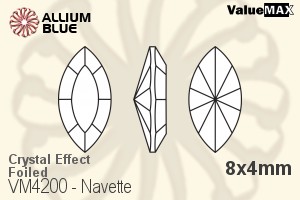 バリューマックス Navette ファンシーストーン (VM4200) 8x4mm - クリスタル エフェクト 裏面フォイル