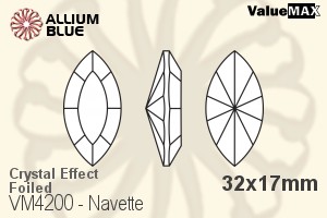 バリューマックス Navette ファンシーストーン (VM4200) 32x17mm - クリスタル エフェクト 裏面フォイル