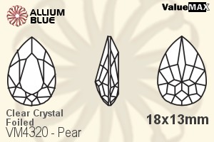 バリューマックス Pear ファンシーストーン (VM4320) 18x13mm - クリスタル 裏面フォイル