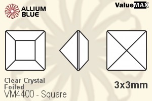 バリューマックス Square ファンシーストーン (VM4400) 3x3mm - クリスタル 裏面フォイル