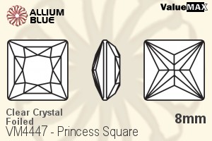 バリューマックス Princess Square ファンシーストーン (VM4447) 8mm - クリスタル 裏面フォイル