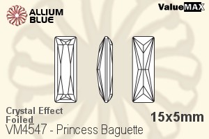 バリューマックス Princess Baguette ファンシーストーン (VM4547) 15x5mm - クリスタル エフェクト 裏面フォイル