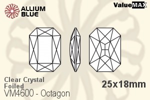 バリューマックス Octagon ファンシーストーン (VM4600) 25x18mm - クリスタル 裏面フォイル