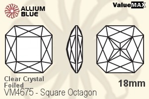 バリューマックス Square Octagon ファンシーストーン (VM4675) 18mm - クリスタル 裏面フォイル