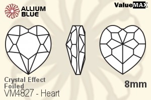 バリューマックス Heart ファンシーストーン (VM4827) 8mm - クリスタル エフェクト 裏面フォイル