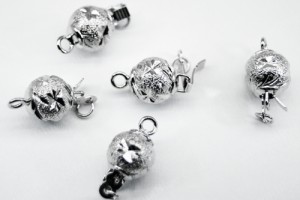 Tab Insert Clasp, Ball, 真鍮, White, 8mm