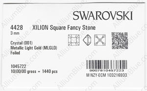 SWAROVSKI 4428 3MM CRYSTAL METLGTGOLD F factory pack