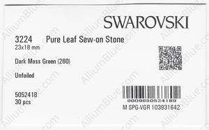 SWAROVSKI 3224 23X18MM DARK MOSS GREEN factory pack