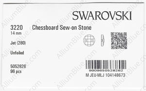 SWAROVSKI 3220 14MM JET factory pack