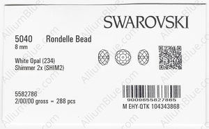 SWAROVSKI 5040 8MM WHITE OPAL SHIMMER2 factory pack