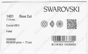 SWAROVSKI 1401 11.8MM CRYSTAL F factory pack