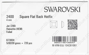 SWAROVSKI 2400 4MM JET HEMAT M HF factory pack