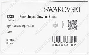 SWAROVSKI 3230 12X7MM LIGHT COLORADO TOPAZ F factory pack