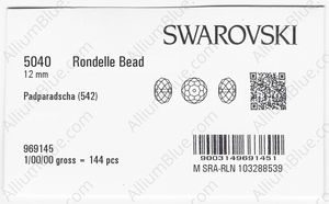 SWAROVSKI 5040 12MM PADPARADSCHA factory pack